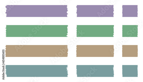 Washi tapes collection in vector. Pieces of decorative tape for scrapbooks. Set of colorful ribbons. Paper notes
