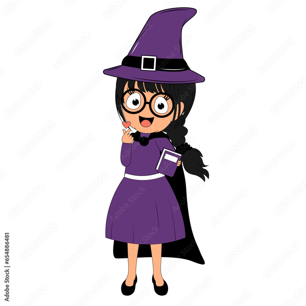 cute girl cartoon with halloween costume