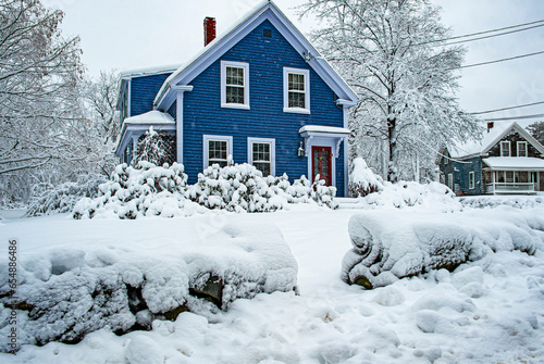 New England village after snow storm