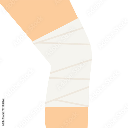 compression bandage wrapped around patient's knee- vector illustration