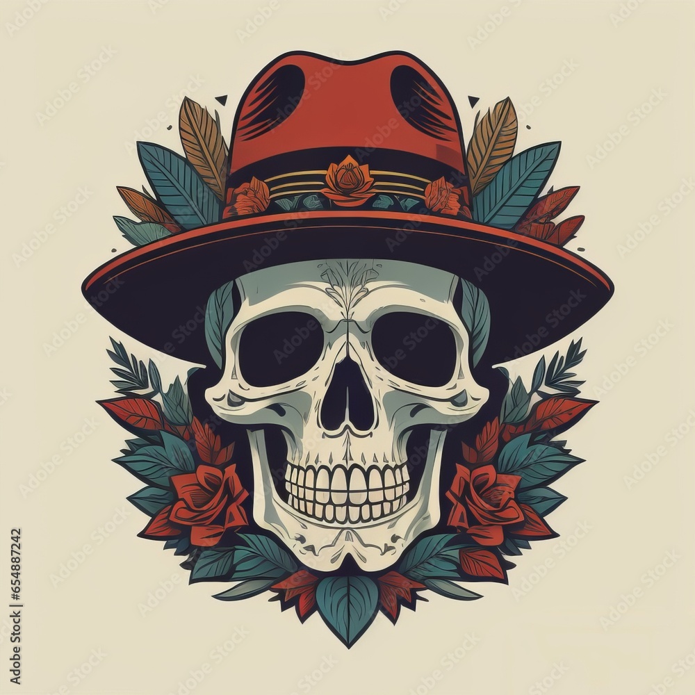 Fototapeta premium mexican skull and crossbones created with generative AI software
