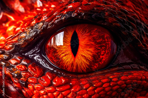 Close-up of fantasy dragon eye. Mythological evil. Dangerous creature photo