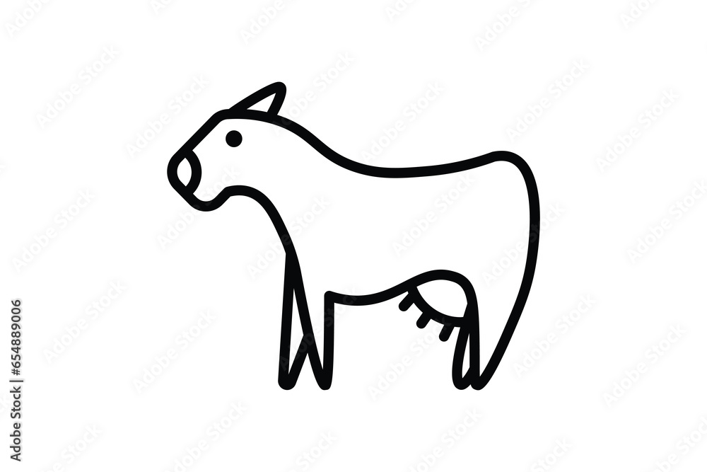 Cow Icon. Icon related to Farming And Farm. Suitable for web site design, app, user interfaces. Line icon style. Simple vector design editable Cow Icon. Icon related to Farming And Farm. Suitable for web site design, app, user interfaces. Line icon style. Simple vector design editable