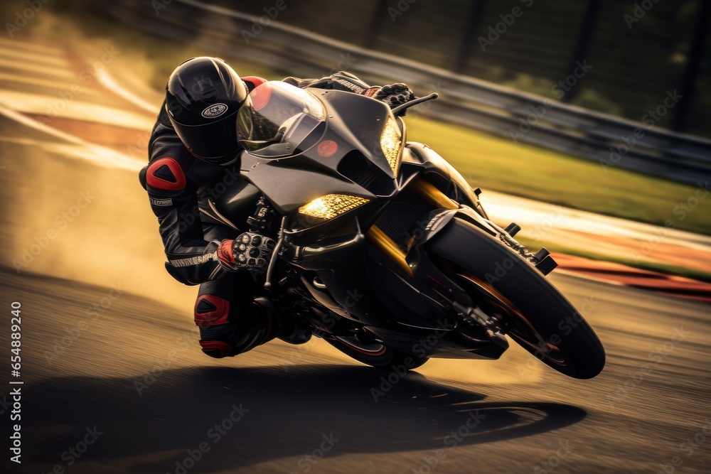 Dynamic photo captures the intense moment of a motorbike tire skidding across a race track. The image embodies speed, adrenaline, and the thrill of competitive racing. Dynamic photo captures the intense moment of a motorbike tire skidding across a race track. The image embodies speed, adrenaline, and the thrill of competitive racing.