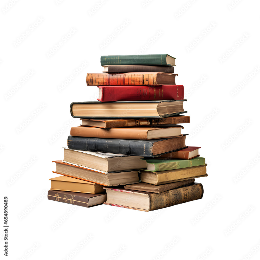 stack of books isolated on transparent background or white background stack of books isolated on transparent background or white background
