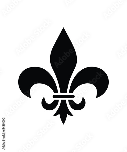 Flor de lis symbol vector illustration icon. Fleur de Lys Symbol Icon on Blue Background