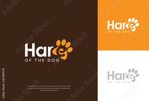 Friendly Dog Silhouette Logo design, vector template negative space style. simple, minimal dog care logo design. Dog head with love vector