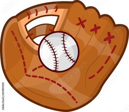 Baseball with Catcher Glove Illustration in Cartoon Style