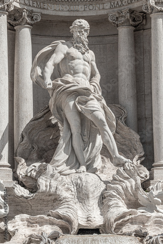 Oceanus statue in the Trevi Fountain. Rome, Italy