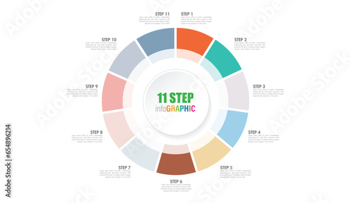 Pie chart with 10 to 20 steps. Colorful diagram collection with 10,11,12,13,14,15,16,17,18,19 sections or steps. Circle icons for infographic, business presentation. Vector illustration.