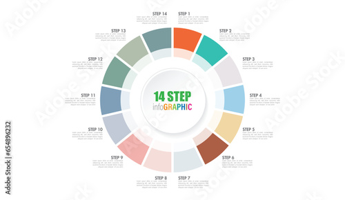 Pie chart with 10 to 20 steps. Colorful diagram collection with 10,11,12,13,14,15,16,17,18,19 sections or steps. Circle icons for infographic, business presentation. Vector illustration.