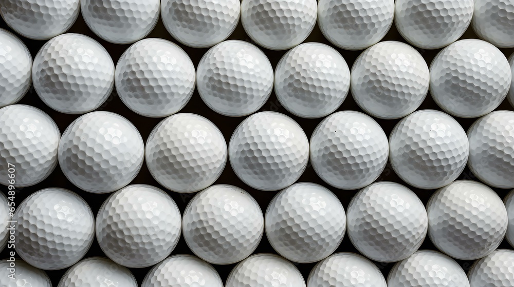 Seamless Background of white Golf Balls. Top View - obrazy, fototapety, plakaty 