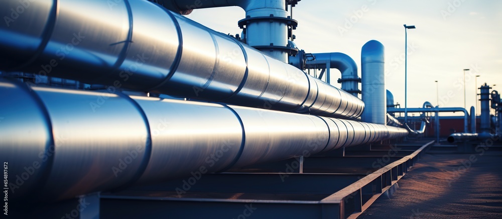Big pipes in oil industry factory