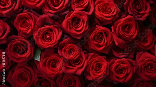 Seamless Background of red Roses. Top View