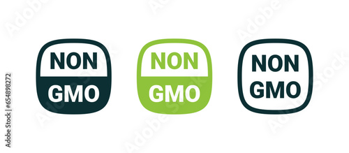 Non GMO food symbols. Non GMO emblems. Natural and organic products. Vector scalable graphics