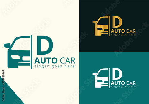 Letter D Car Logo Design Template Inspiration, Vector Illustration