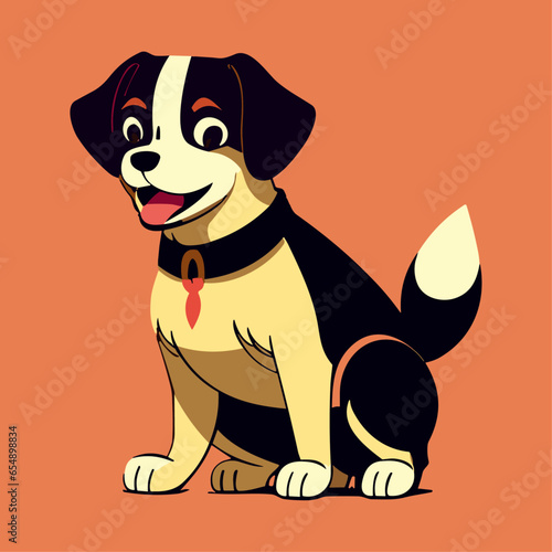 Draw vector illustration dog character design sticker, funny dog cartoon style Art and Illustration