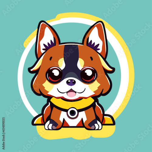 Draw vector illustration dog character design sticker, funny dog cartoon style Art and Illustration