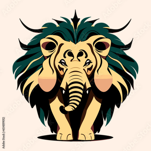 Draw vector illustration of an elephant character design sticker, funny elephant cartoon style Art and Illustration