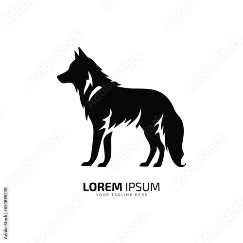 a vector of minimal and abstract wolf logo coyote icon dog silhouette jackal vector