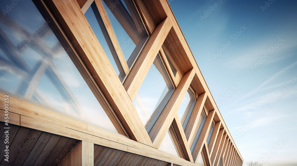 Wooden structures.  Modern architecture - obrazy, fototapety, plakaty 