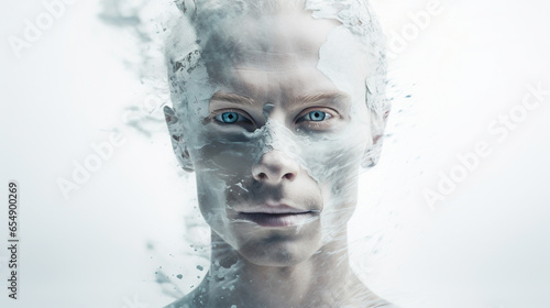 creativity and imagination. Portrait of a person with face with double exposure effect © ReisMedia