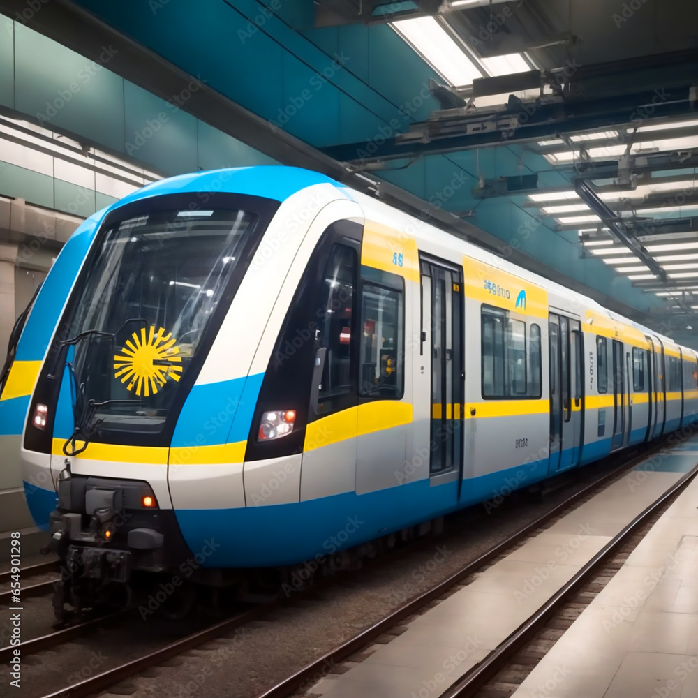 Naklejka premium Metro rail in motion