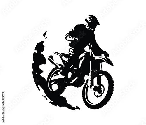 Motocross logo design motocross extreme sport with mountain nature concept