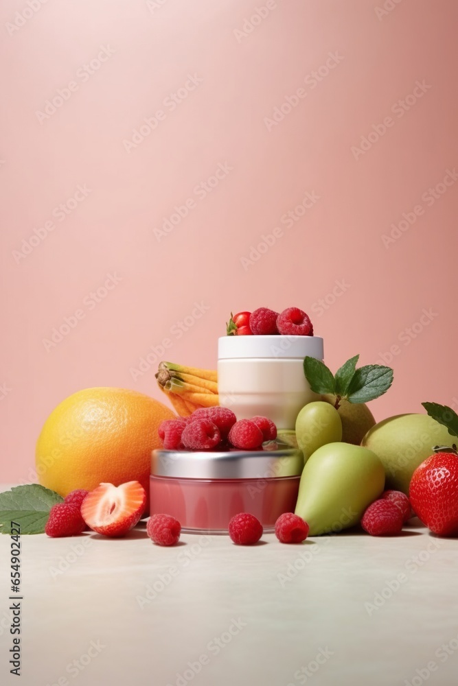 Natural skincare cosmetics jars background Natural skincare cosmetics jars background