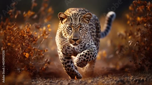 Fototapeta samoprzylepna Close-up of a leopard stalking prey