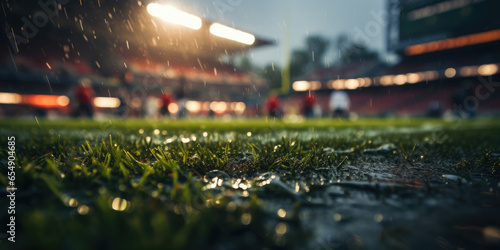 American football turf with field out of focus