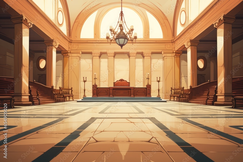 Empty Court hall. lawyer and judge concept. Generative AI