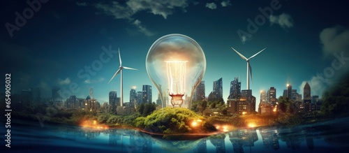 Electricity is crucial in cities and is now being generated from natural sources instead of fossil fuels with copyspace for text