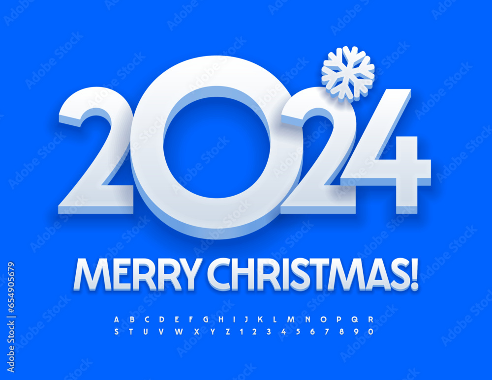 Vecteur Stock Vector trendy Greeting Card Merry Christmas 2024! 3D