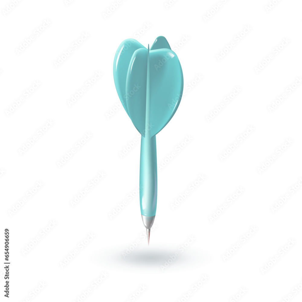 Realistic 3d turquoise dart isolated on white background. Vector