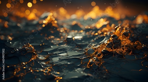 Golden Glimmers: Delicate Gold Sparkles Dancing in Light, Crafting a Mesmerizing Wave, Luxurious Ambiance