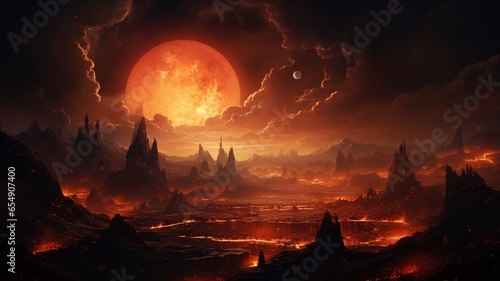 Amazing fire after planet background painting high resolution Ai generated art © Biplob