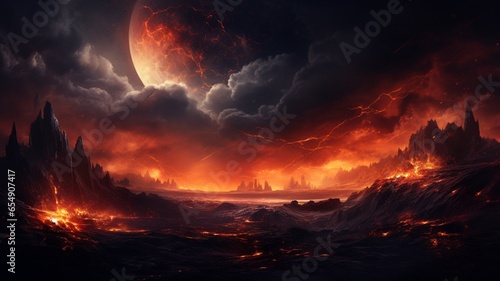 Amazing fire after planet background painting high resolution Ai generated art © Biplob