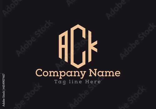 ACK triangle letter logo design with triangle shape. ACK triangle logo design monogram. ACK triangle vector logo template with gold colour.