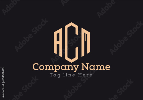 ACM triangle letter logo design with triangle shape. ACM triangle logo design monogram.