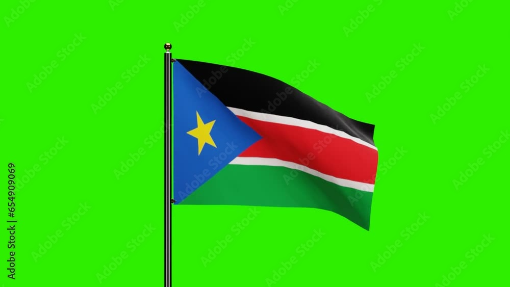 3D Rendered South Sudan National Flag Waving Animation with Realistic Wind Motion, National flag of South Sudan with seamless loop animation, 2K Resolution with Green Screen Background 3D Rendered South Sudan National Flag Waving Animation with Realistic Wind Motion, National flag of South Sudan with seamless loop animation, 2K Resolution with Green Screen Background