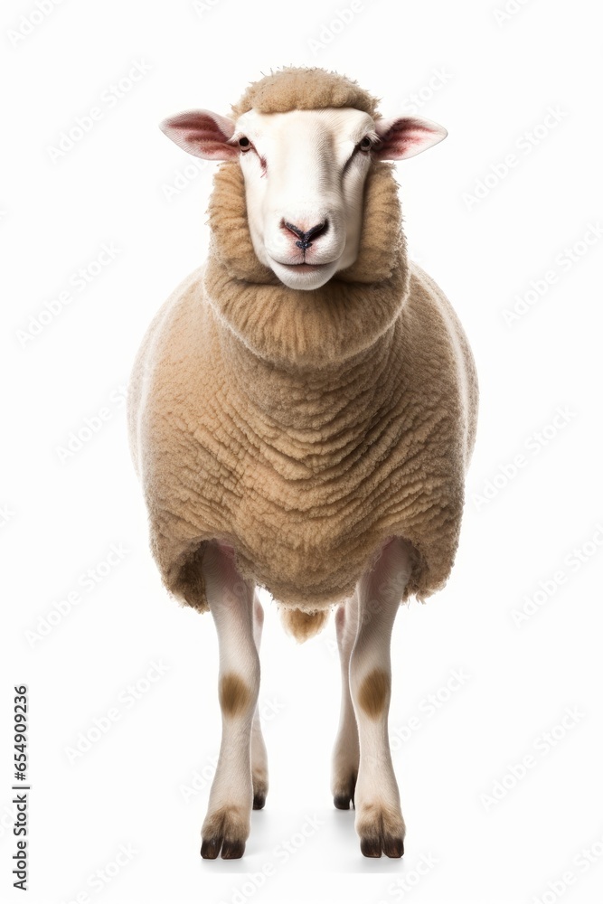 Fototapeta premium sheep standing , isolated on white background cutout, Generative AI