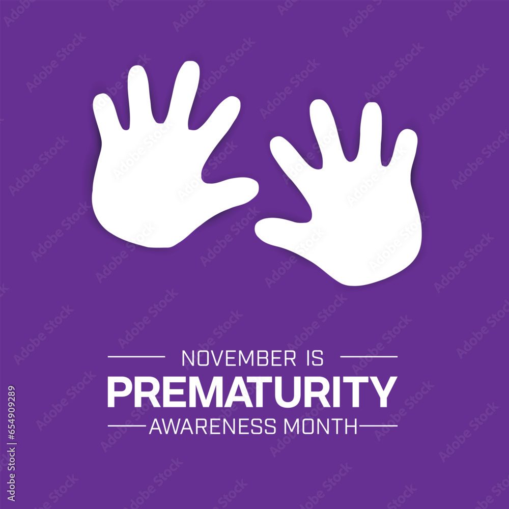 Prematurity Awareness Month design with baby hand print. Vector illustration Prematurity Awareness Month design with baby hand print. Vector illustration