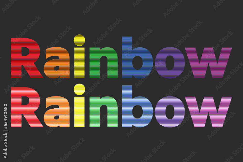 The word Rainbow. Vector banner with the text colored rainbow, Rainbow vector illustration. Colorful abstract design. Color graphic symbol rain bow spectrum