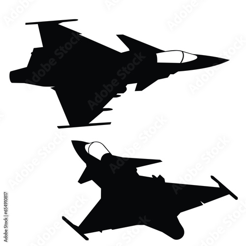 gripen jet figter silhouette set