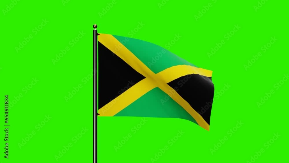 3D Rendered Jamaica National Flag Waving Animation with Realistic Wind ...