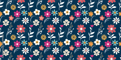 Flat style floral papercraft pattern flowers vector