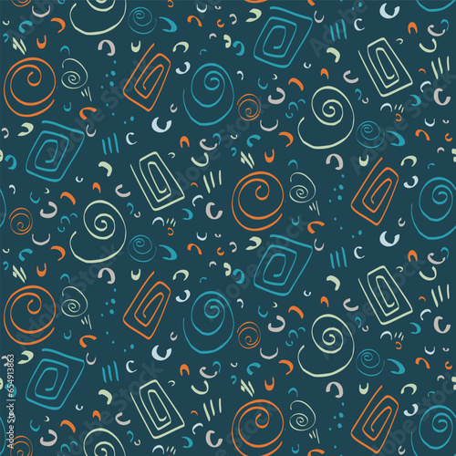 Modern blue abstract stylized vector simple graphic design seamless pattern. Genderneutral masculine textured shapes for wallpaper background tile