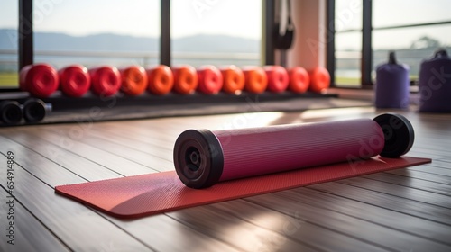 Fitness motivation. weights and yoga mats