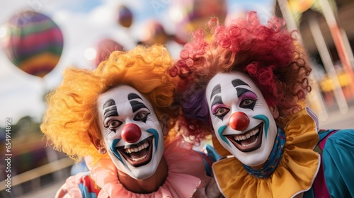 Clowns. Smiling silly and colorful entertainers